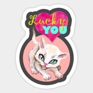 Sweet cute white kitten best friend. Love you cat. Sticker